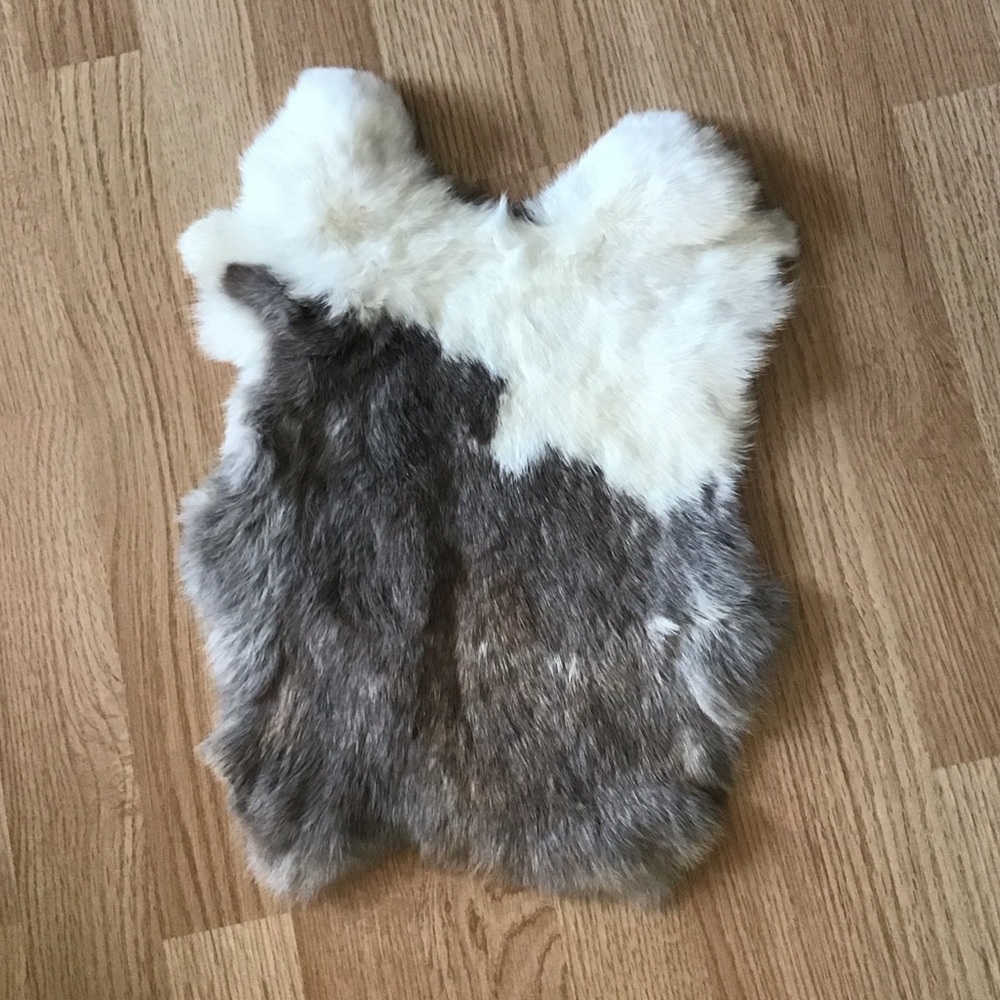 #0042 Gray White Rabbit Fur Pelt Craft Supply